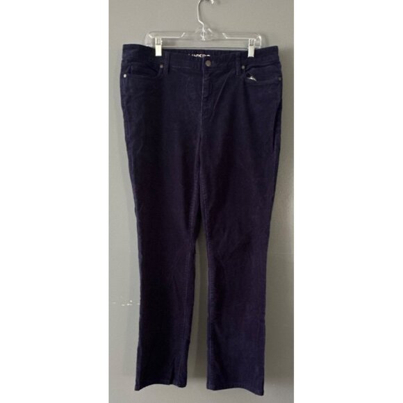Lands’ End Women’s 16 Mid Rise Navy Corduroy Pants Straight Leg Classic Fall - Picture 1 of 8